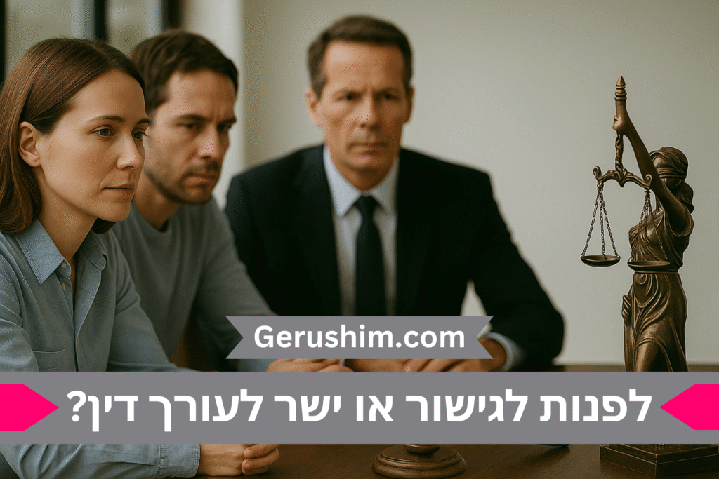 לפנות לגישור או ישר לעורך דין